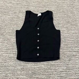 Wilfred Black Button-Up Crop Top